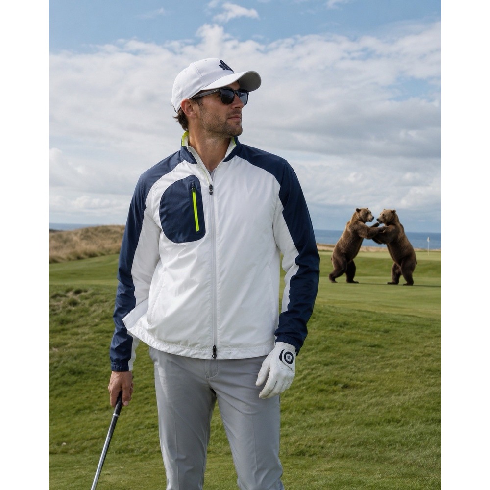 Zero Restriction 1/4 Zip Golf Windbreaker Jacket MENS MEDIUM S/S WHITE GRAY